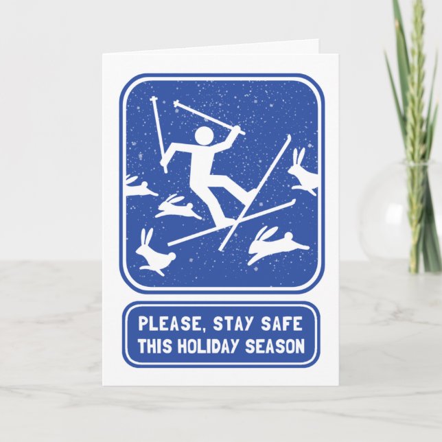 Funny Ski Carte de vacances - Lapin Slope Noël (Devant)
