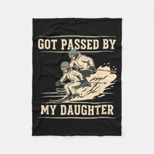 Funny Ski Dad Got Ped By My Daughter Vintage Skiin Fleece Blanket
