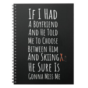 Funny Ski Gifts For Her Women Winter Sports Snow Notebook