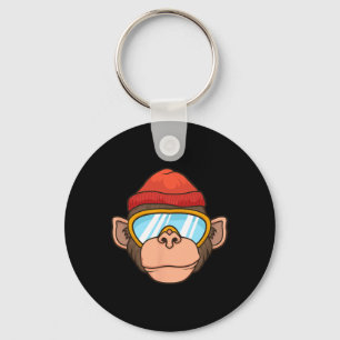 Funny Ski Monkey Goggles Gorilla Skiing Mountain G Keychain