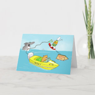 Funny ski nautique joyeux carte de frère d'anniver
