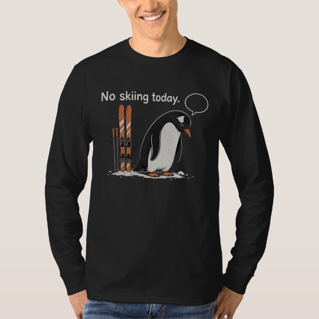 Funny Ski Penguin Introvert Graphic Shirt (Front)