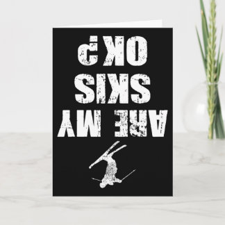 Funny Ski Tee Distressed Skiing Winter Sports Ski Card