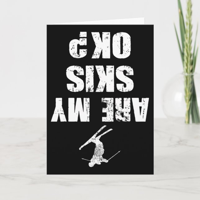 Funny Ski Tee Distressed Skiing Winter Sports Ski  Card (Front)