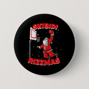 Funny Skibidi Rizzmas Christmas Rizz Santa Claus B 2 Inch Round Button