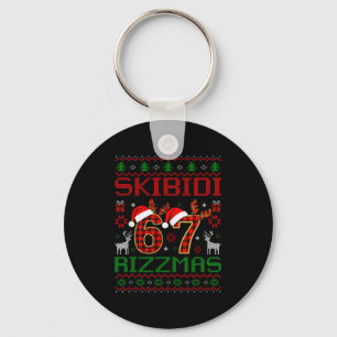 Funny Skibidi Rizzmas Meme Ugly Christmas Vibes Xm Keychain