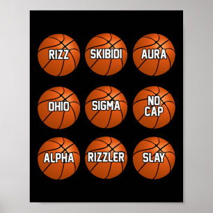 Funny Skibidi Sketll Boys Teens Kids Rizzler Sigma Poster