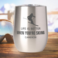 Funny Skier Gift, Personalized Skiing Quote Name