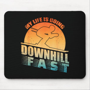Funny skiing art for men women downhill ski snow mouse pad