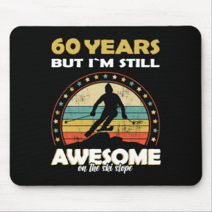 Funny Skiing Awesome 60 Years Old Birthday Mouse Pad