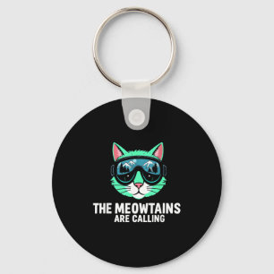 Funny skiing cat the meowtains are calling ski keychain