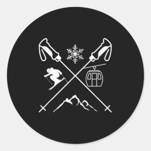 Funny Skiing  Classic Round Sticker