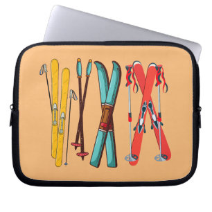 Funny Skiing Colourful Ski Skier Laptop Sleeve