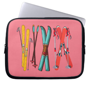 Funny Skiing Colourful Ski Skier  Laptop Sleeve