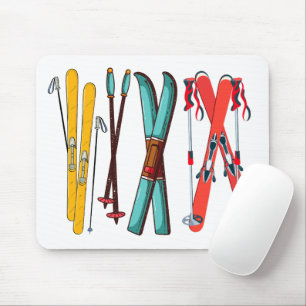 Funny Skiing Colourful Ski Skier  Mouse Pad