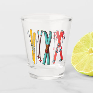 Funny Skiing Colourful Ski Skier  Shot Glass