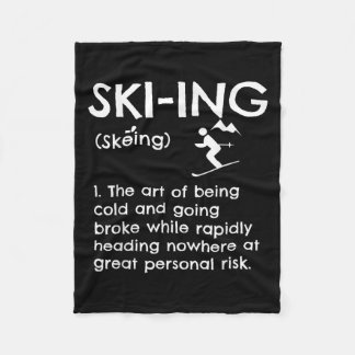 Funny Skiing Definition Apparel Ski Gift Idea For  Fleece Blanket