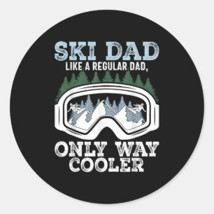 Funny Skiing Design For Dad Men Skier Winter Sport Classic Round Sticker