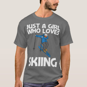 Funny Skiing Design For Girls Kids Winter Sport Sn T-Shirt
