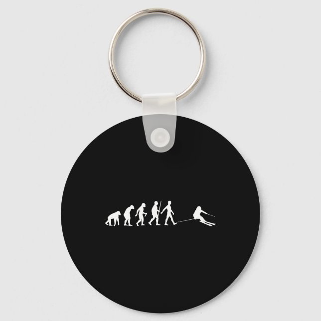 Funny Skiing Design For Men Women Downhill Ski Lov Keychain (Front)