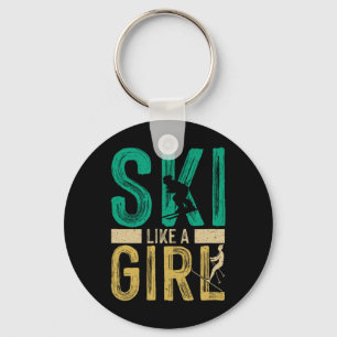Funny Skiing Girl Ski Snow Winter Sports Lovers Wo Keychain