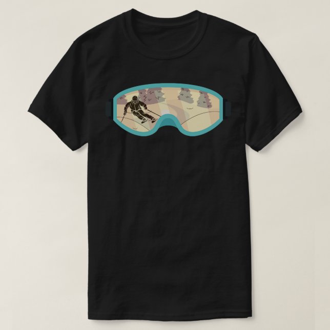 funny skiing glasses with snow T-Shirt (Design Front)