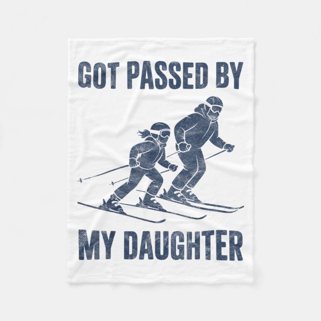 Funny Skiing Got Ped By My Daughter Family Ski Tri Fleece Blanket (Front)