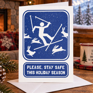 Funny Skiing Holiday Card - Bunny Slope Christmas
