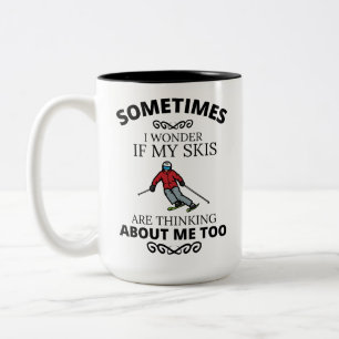 Funny Skiing Joke Quote, Ski Enthusiast Skier Gift Two-Tone Coffee Mug