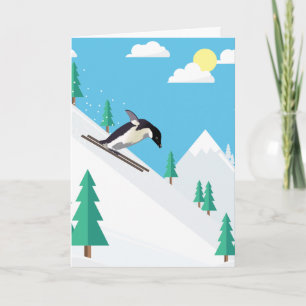 Funny Skiing Penguin One In A Million Thank You Card