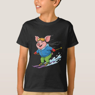 Funny Skiing Pig Alpine Snow Sports Winter T-Shirt