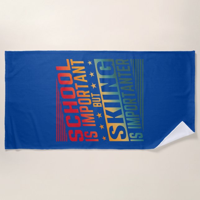 Funny Skiing Quotes Typography Beach Towel (Front)