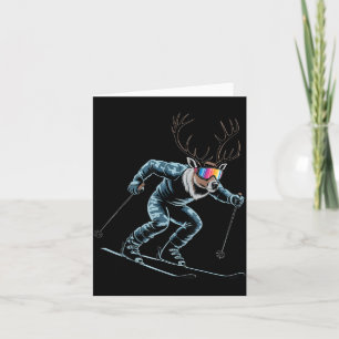 Funny Skiing Reindeer Ski Winter Srt Snowboarder S Card