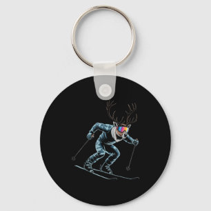 Funny Skiing Reindeer Ski Winter Srt Snowboarder S Keychain