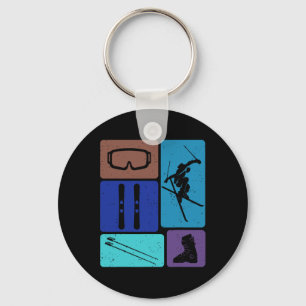 Funny Skiing Ski Snow Adventure Winter Sports Love Keychain