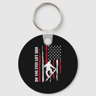 Funny skiing snowboarding design for men women keychain