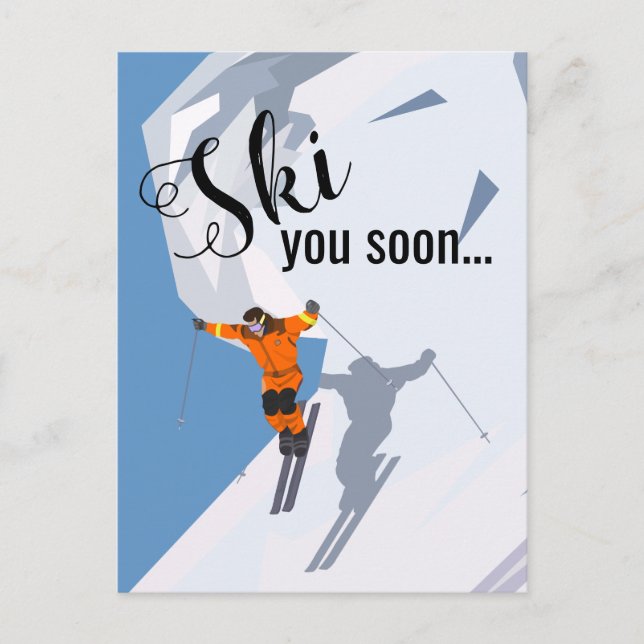 Funny Skiing | Travel Ski Winter Destinations Postcard (Front)