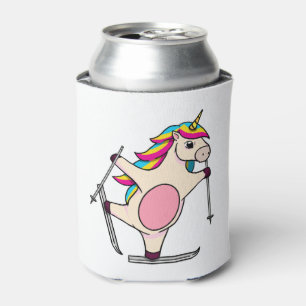 Funny Skiing Unicorn Ski Winter Sports Gift Can Cooler