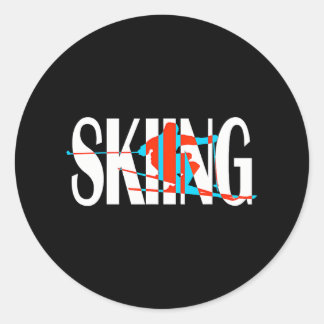 Funny Skiing Winter Cool Freeskier Classic Round Sticker