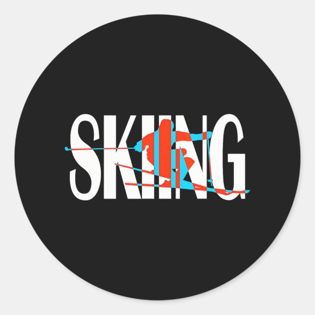Funny Skiing Winter Cool Freeskier Classic Round Sticker (Front)