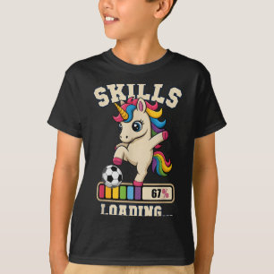 Funny Skills Loading Soccer Unicorn Play Game Hair T-Shirt