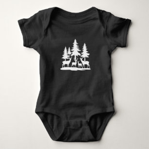 Funny Skinny Pine Tree Summer Hiking Camping Baby Bodysuit