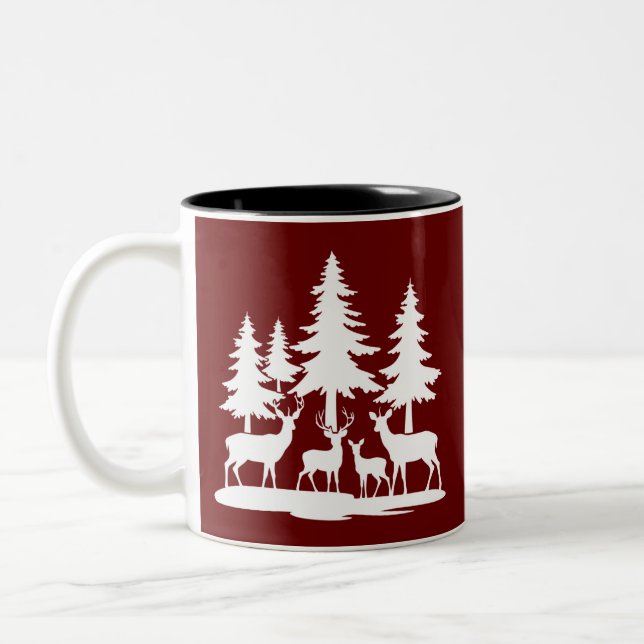 Funny Skinny Pine Tree Summer Hiking Camping  Two-Tone Coffee Mug (Left)