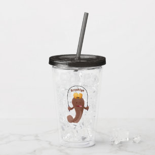 Funny skipping mudskipper fish cartoon acrylic tumbler