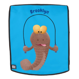 Funny skipping mudskipper fish cartoon backpack
