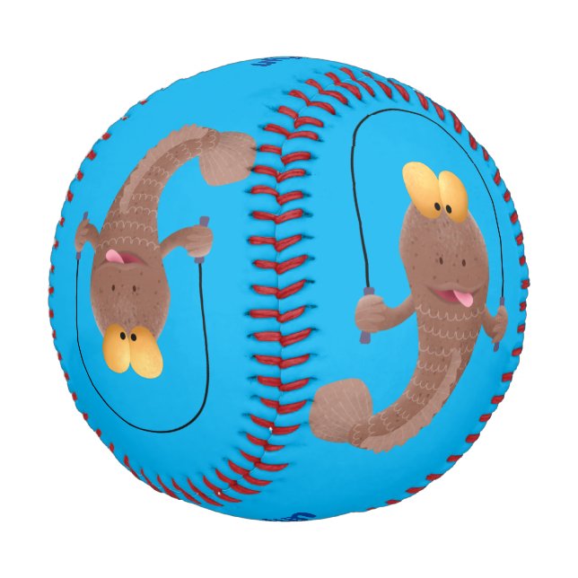 Funny skipping mudskipper fish cartoon baseball (Angled)