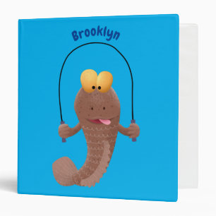 Funny skipping mudskipper fish cartoon binder