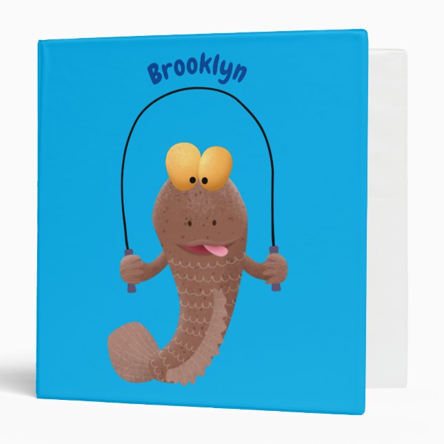 Funny skipping mudskipper fish cartoon binder (Front/Inside)