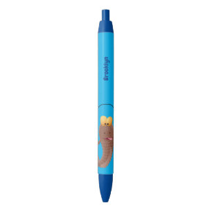 Funny skipping mudskipper fish cartoon black ink pen