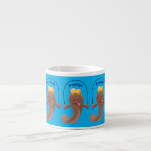Funny skipping mudskipper fish cartoon espresso cup